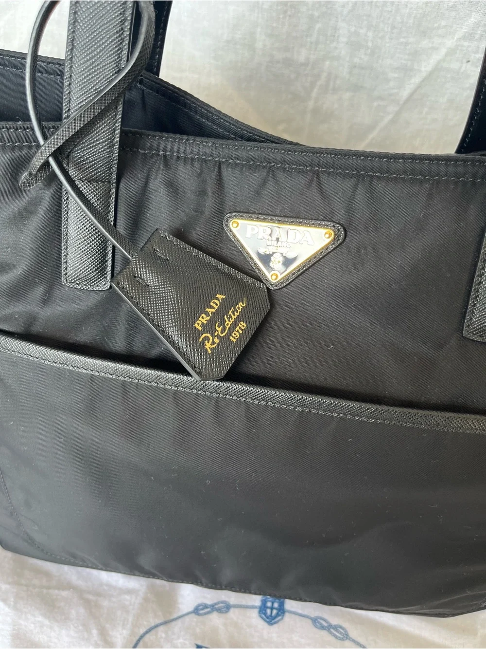 Prada Black 1978 Re-Edition Nylon Shopping Tote Bag - Prada